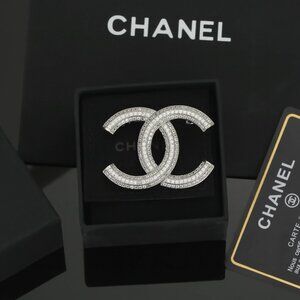 Chanel Crystal - Embellished CC Logo Brooch